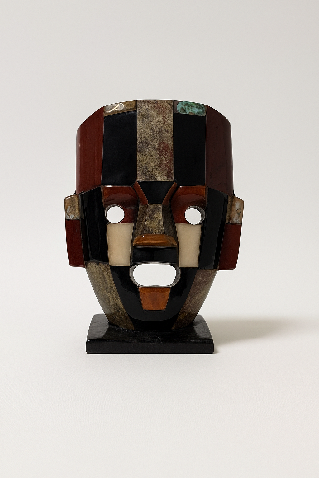 Mesoamerican Stone Mosaic Mask – Authentic Cultural Art Sculpture