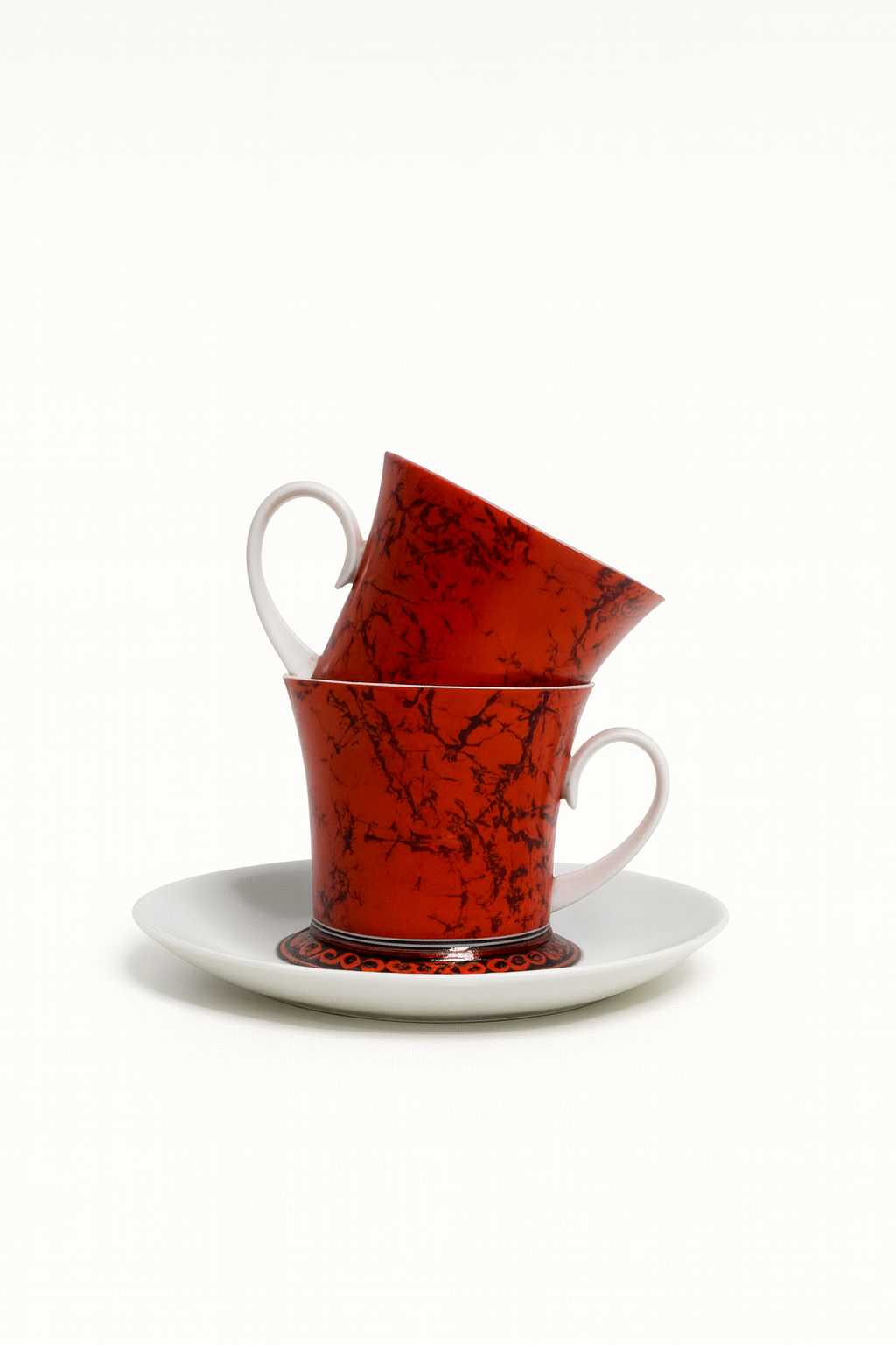 Vintage Block Bidasoa Flamenco Red & Black Porcelain Tea/Coffee Set – Made in Spain (1960s–1970s)
