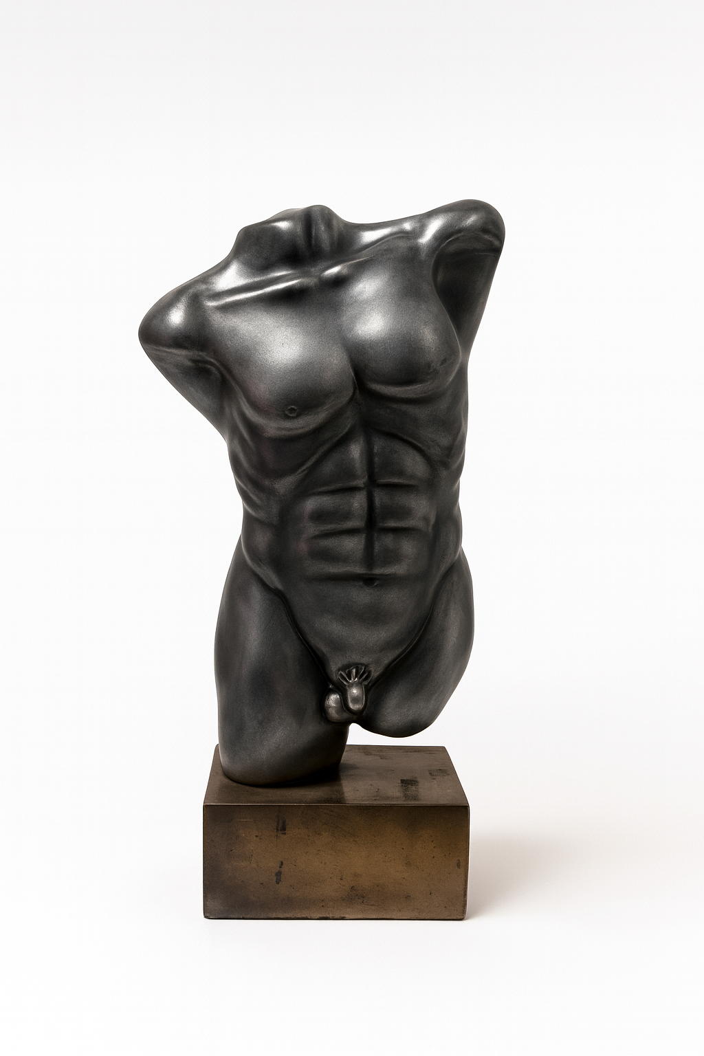 Modern Male Torso Sculpture – Metallic Black Abstract Body Statue | Contemporary Art-Inspired Home Decor
