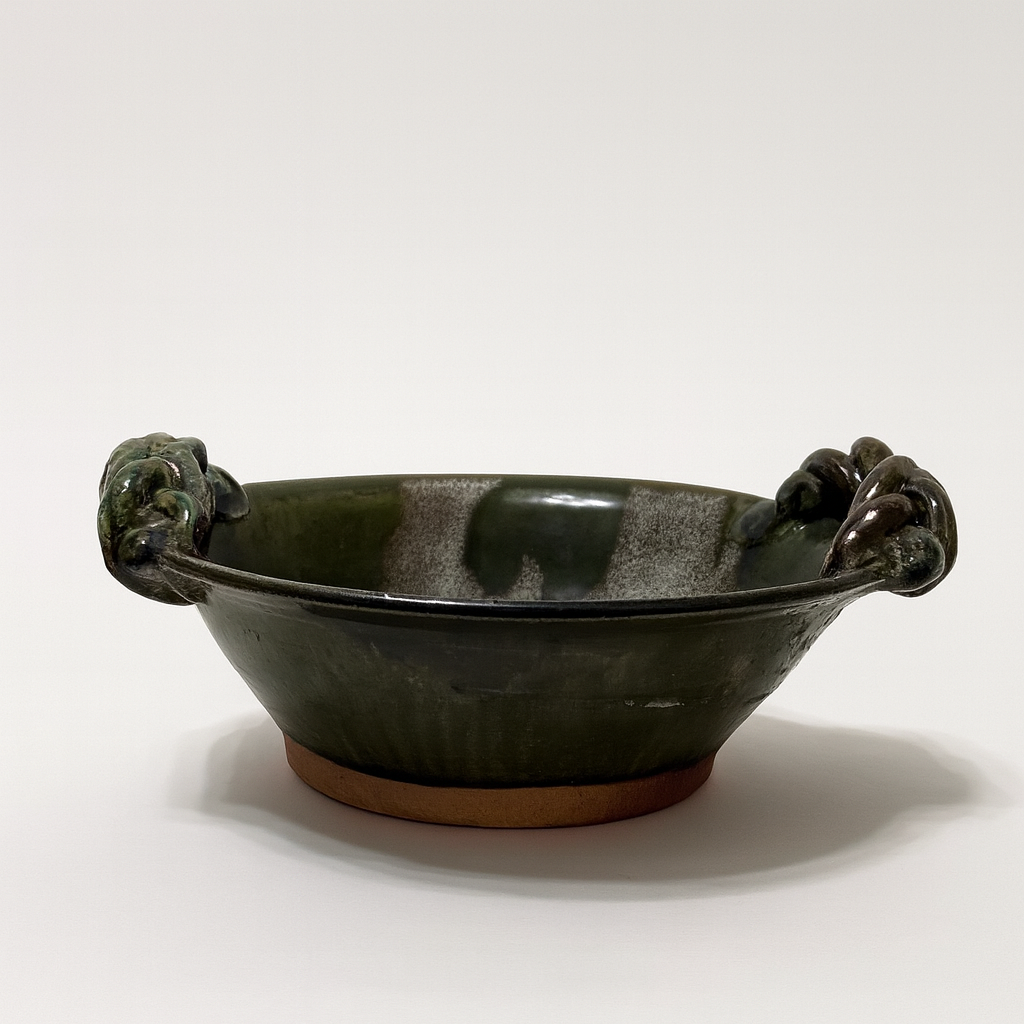 Curated Handcrafted Ceramic Bowl with Braided Handles